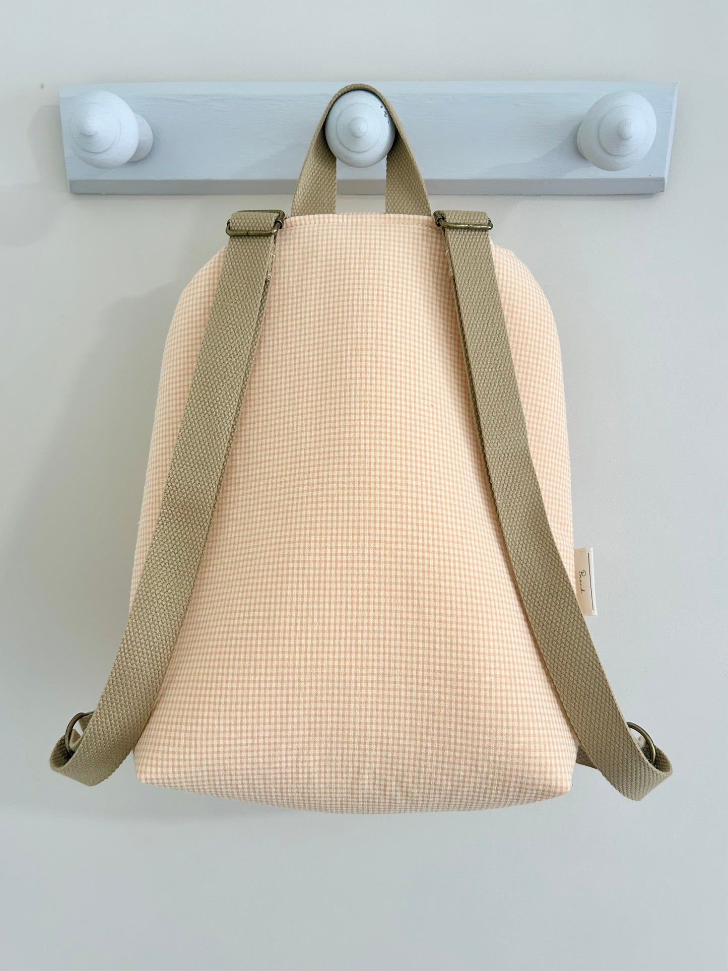 Mochila infantil conejito - Cuadros Vichy Amarillo y flores.